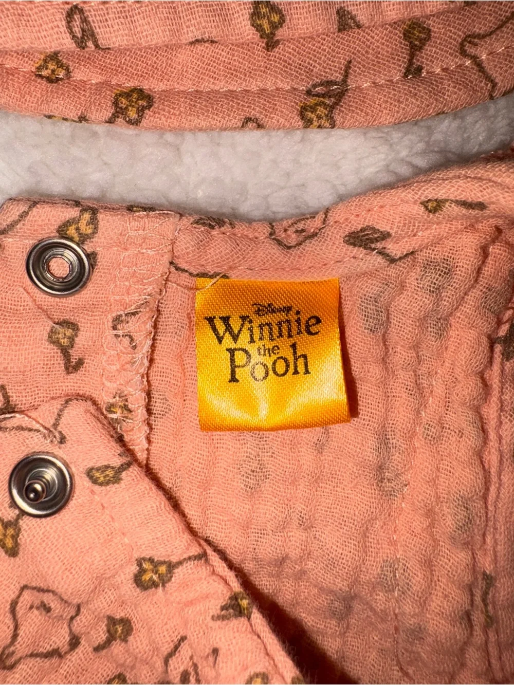 Peach Baby Ruffled Winnie the Pooh Romper with Matching Hat